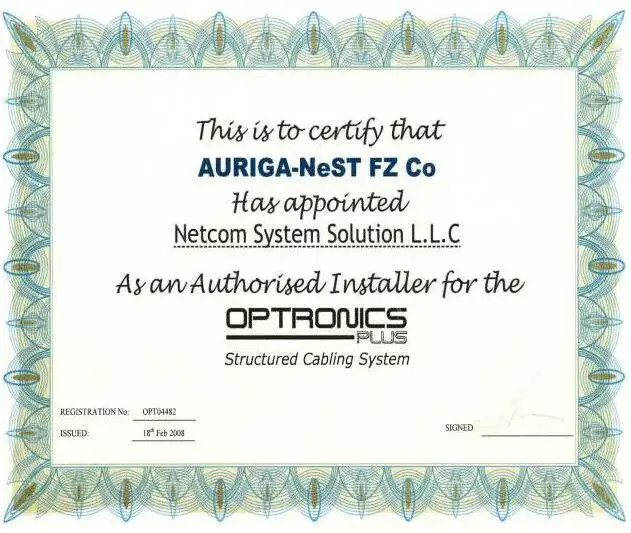 Authorised Installer Certificate